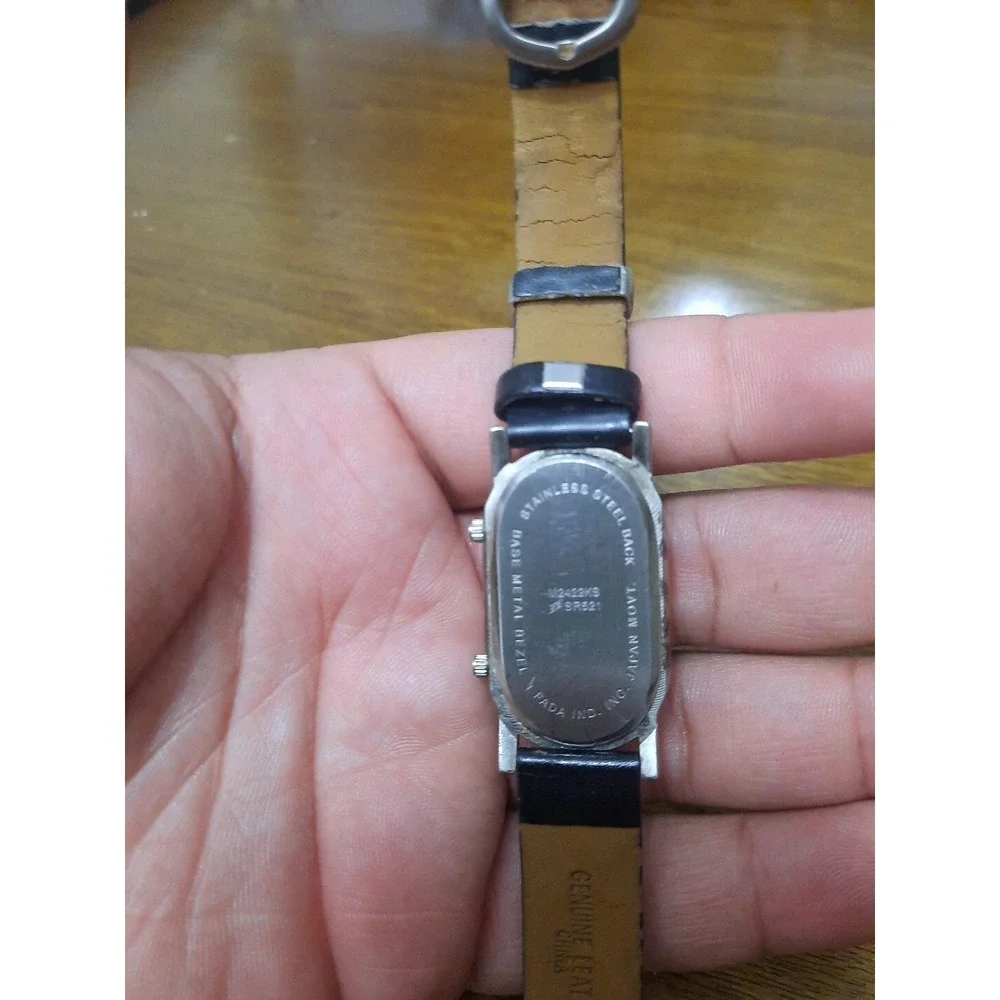 VTG‎ Merona Quartz Watch Unisex Silver Curved Rectangle Dual Movements